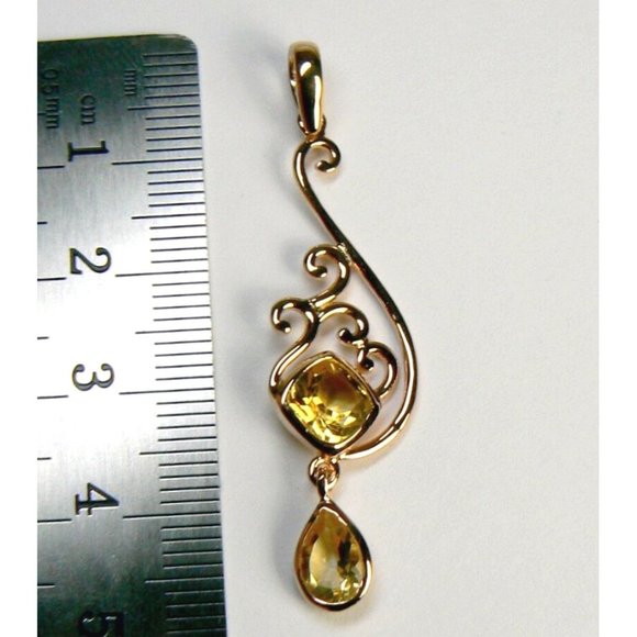 CITRINE 18K Gold over Sterling Silver Pendant - Picture 2 of 7